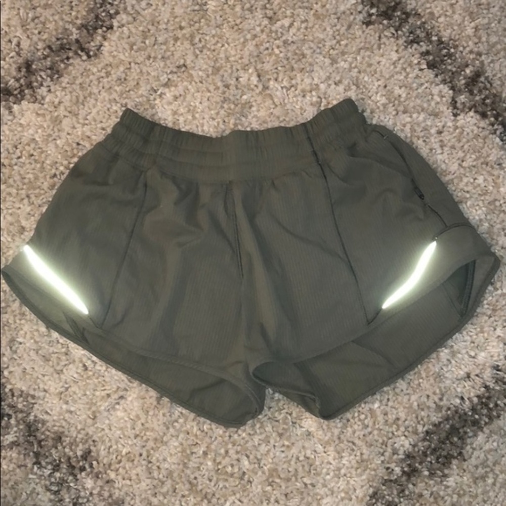 Olive green Lulu Lemon running shorts
